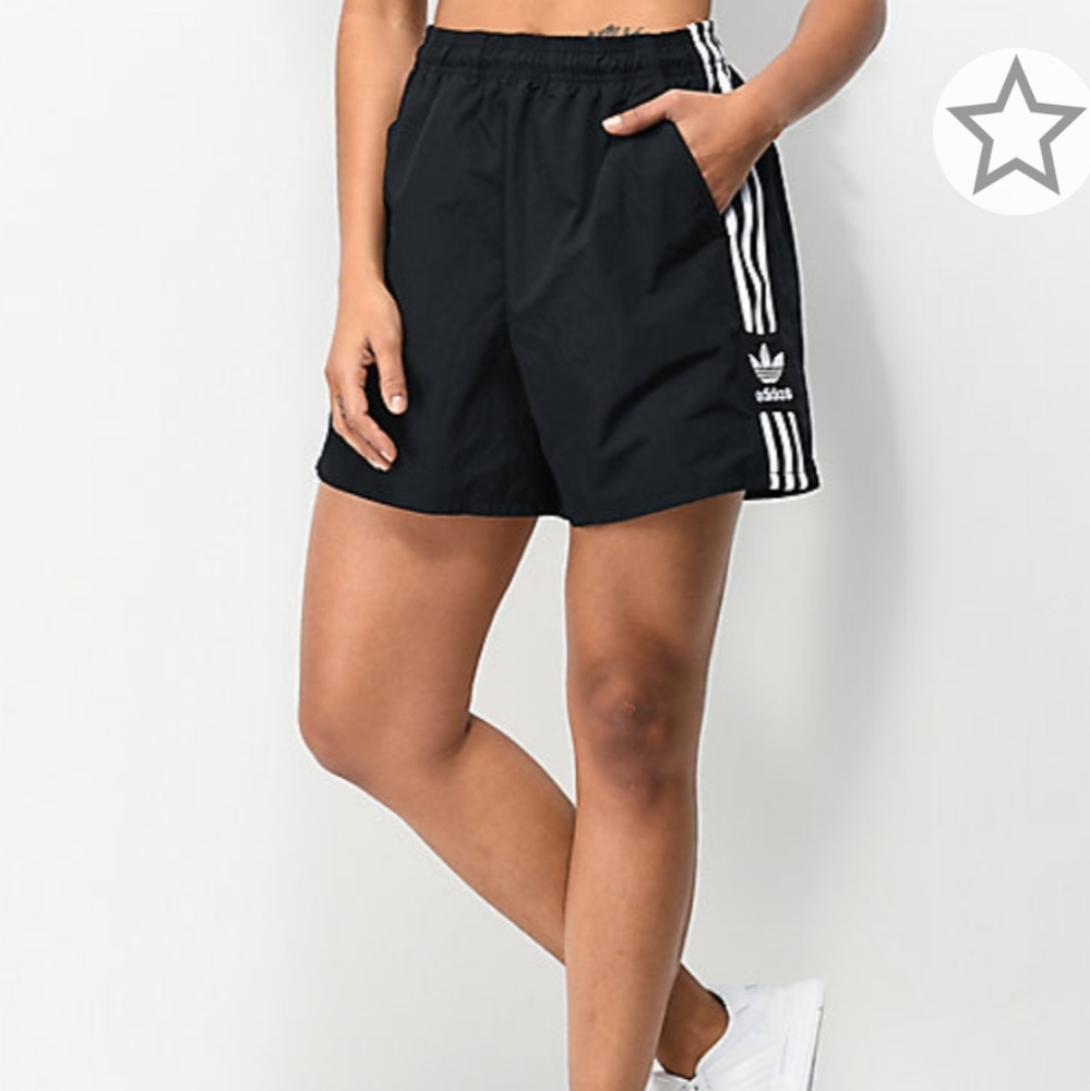 Adidas 3 Stripe Black Nylon Shorts